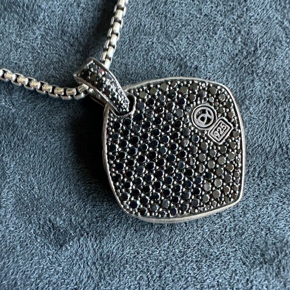David Yurman Chevron Pendant & Skull Key Pendant w/ Pavé Black Diamonds Necklace - Picture 8 of 16